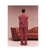 Parke Red Striped Cotton Crew Neck TShirt